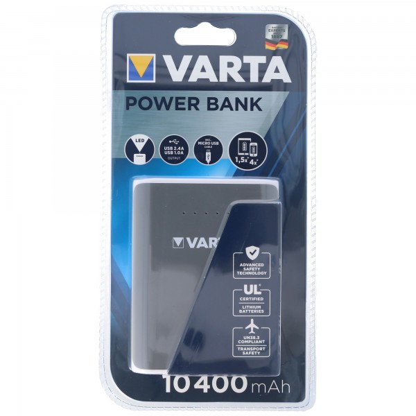 Varta Powerbank 10400mAh inklusive Micro-USB-Ladekabel, für bis zu 4 Smartphone- oder 1.5 Tabletladungen