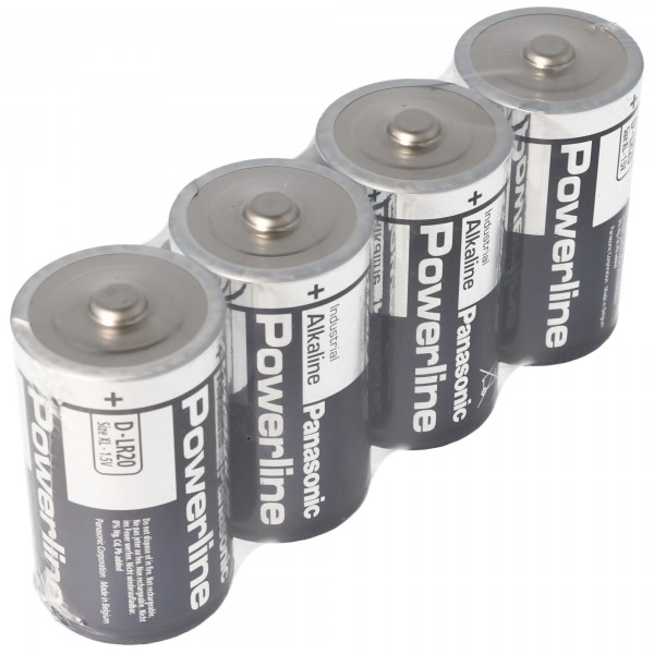 Powerline LR20 Mono Alkaline Batterien in 4er Folie, 1,5 Volt, Kapazität 19760mAh