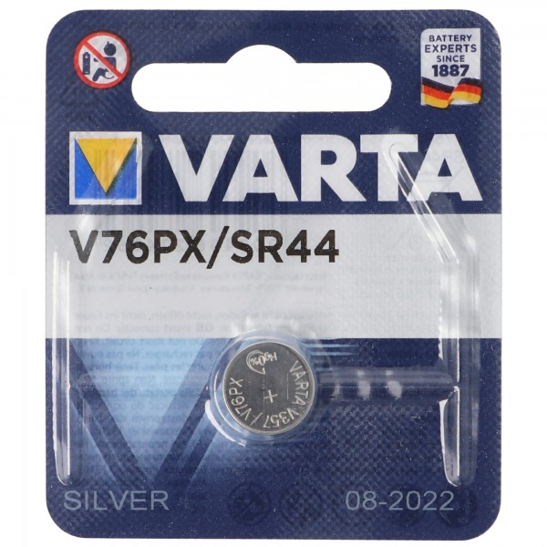 Varta V76PX Silberoxid Knopf Batterie 10L14 SR44 1er Blister 10x 10 Stk 