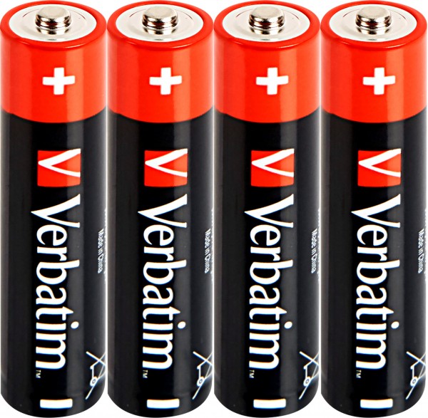 Verbatim Batterie Alkaline, Micro, AAA, LR03, 1.5V Premium, Shrinkwrap (4-Pack)