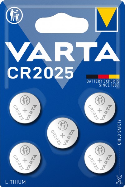 Varta Batterie Lithium, Knopfzelle, CR2025, 3V Electronics, Retail Blister (5-Pack)