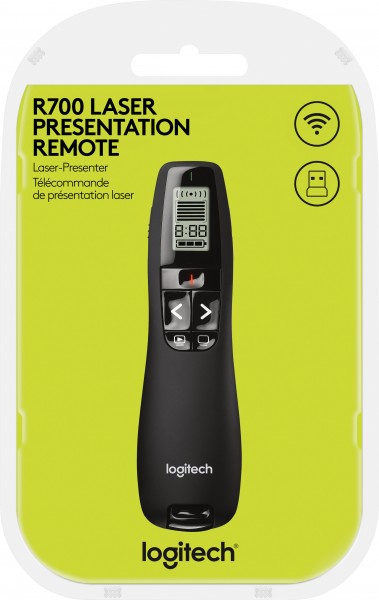 Logitech Presenter R700, Wireless, schwarz Laser, 6 Tasten, inkl. Batterie 2x AAA, Retail