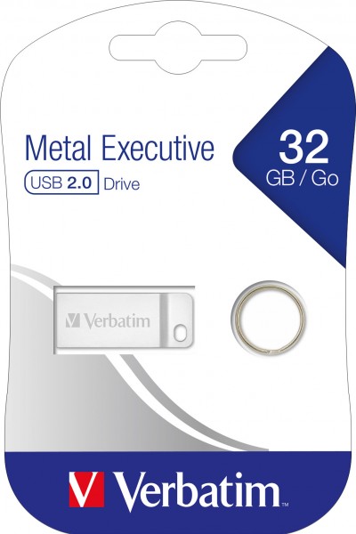 Verbatim USB 2.0 Stick 32GB, Metal Executive, Silber (R) 12MB/s, (W) 5MB/s, Retail-Blister