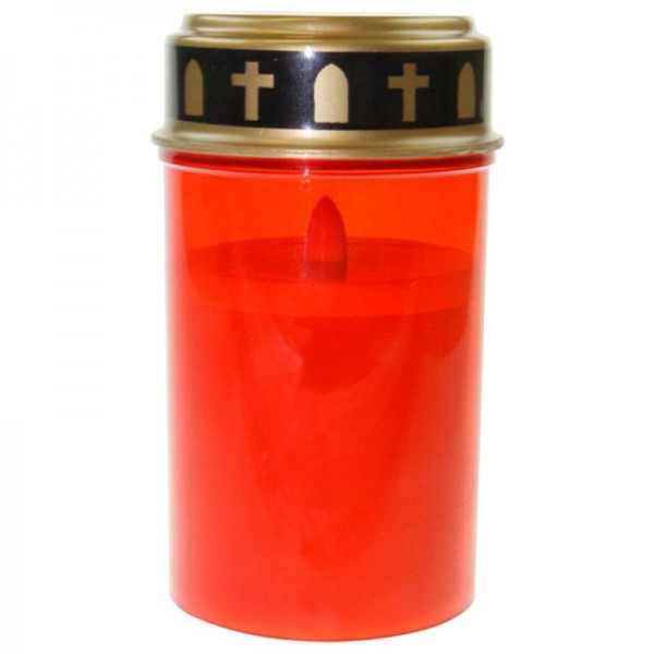 Grablicht rot mit einer LED, mit realistisch flackerndem Kerzenschein, inklusive Batterien