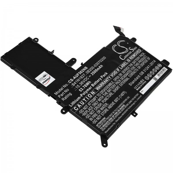 Akku passend für Laptop Asus ZenBook Flip 15 UX562FA-AC033T, UX562FA-AC034T, Typ B41N1827 u.a. - 15,36V - 3500 mAh