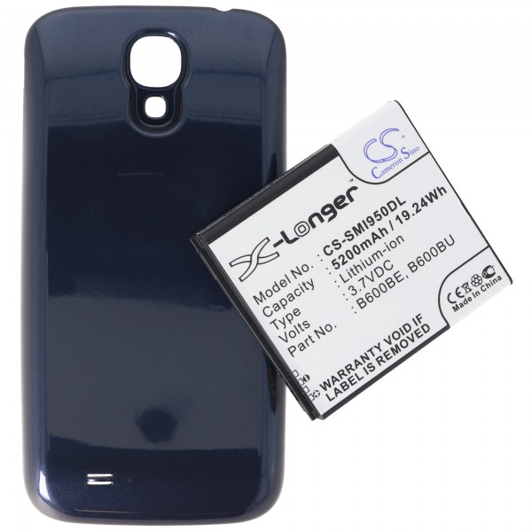 Samsung Galaxy S4, Samsung GT-I9500 Nachbau Akku 5200mAh mit blauem Zusatzdeckel 3,6V-3,7V