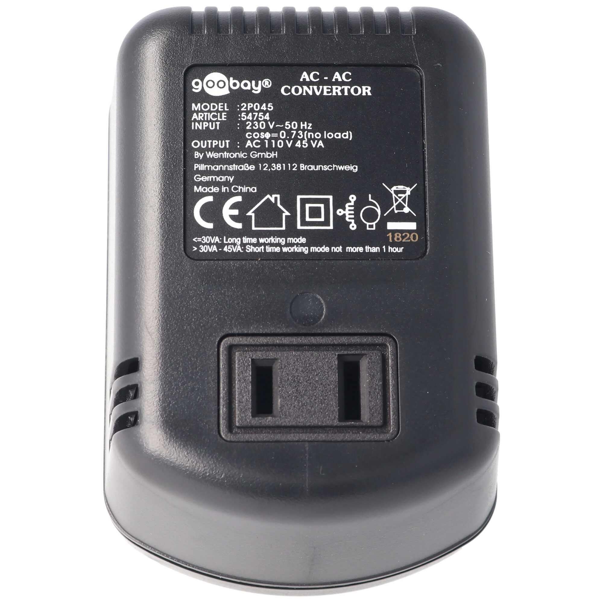 Spannungswandler AC 220-240 V AC auf 110-120 V AC max. 45W beachten, Spannungswandler, Netzteile, Steckdosen und USB