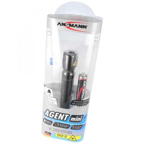 Ansmann Agent Mini LED-Taschenlampe, wasserdicht 1m, taktischer Schalter, Mignon AA Batterie