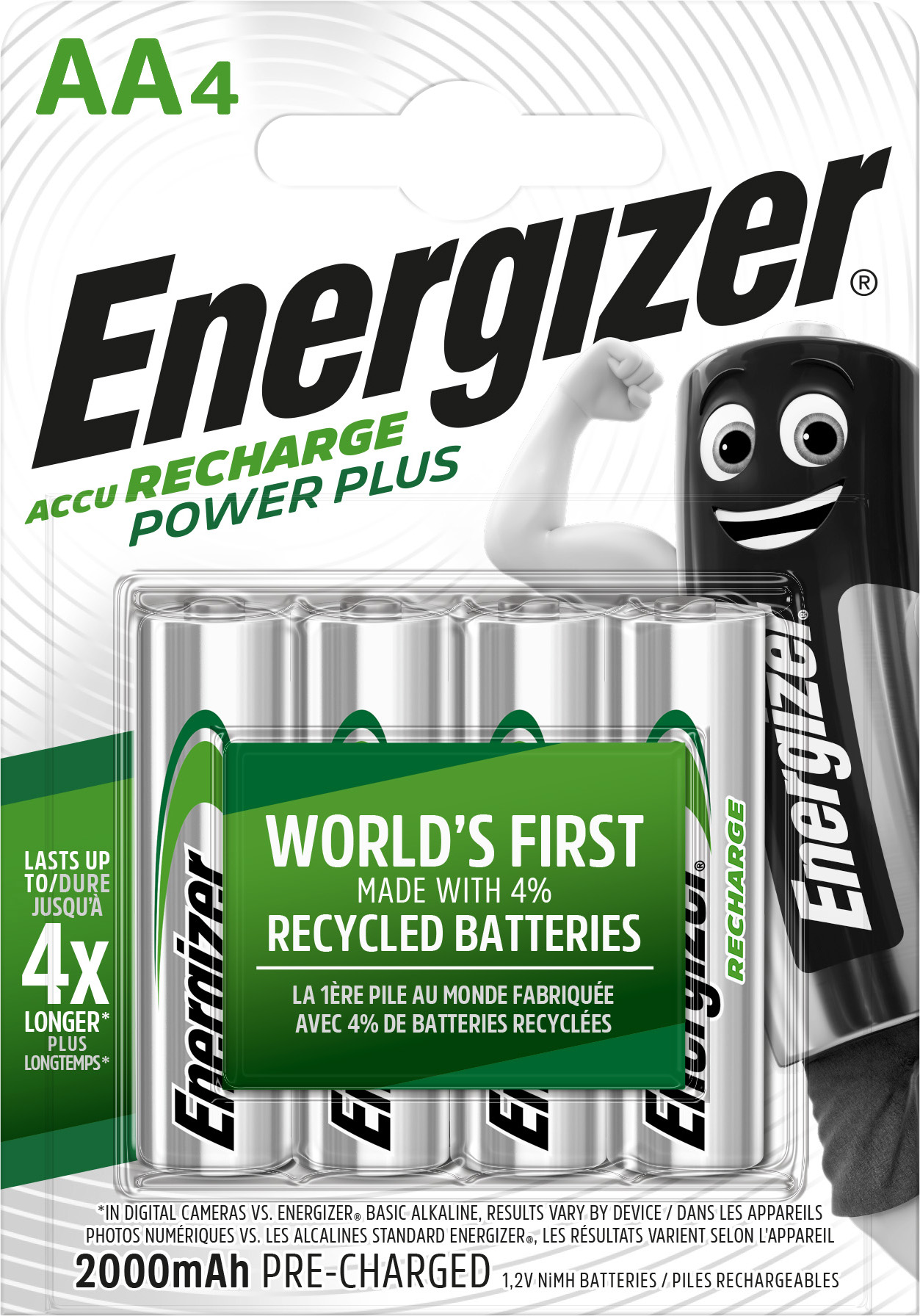 Energizer Akku NiMH, Mignon, AA, HR06, 1.2V/2000mAh Power Plus,  Pre-charged, Retail Blister (4-Pack) | Mignon AA LR06 | Akku nach Größe |  Akkus | Akkushop