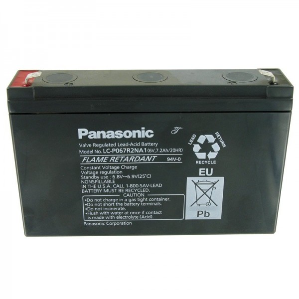 Panasonic LC-P067R2NA1 Bleiakku mit 6 Volt und 7200mAh, 6,3mm Faston