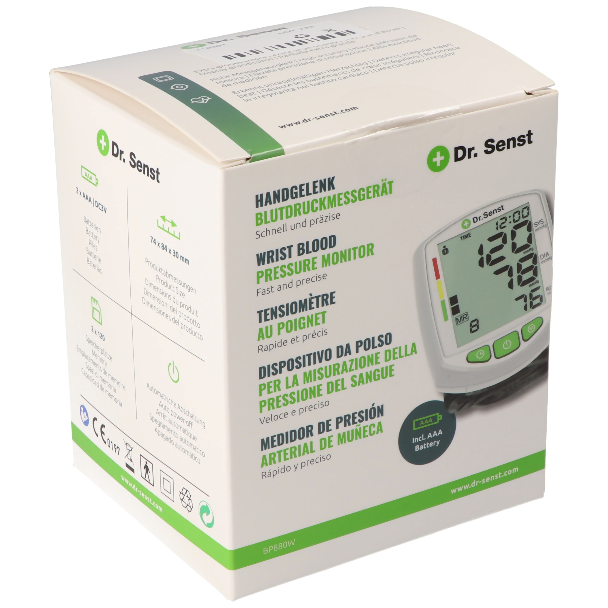 Dr. Handgelenk-Blutdruckmessgerät BP880W | | | Senst® Haushalt Batterien Akkushop Haushaltsgeräte inkl.