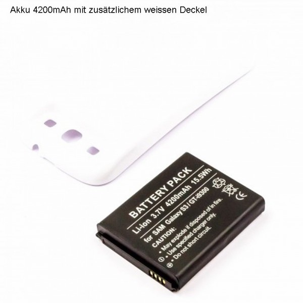Akku passend für Samsung Galaxy S 3, i9300 Li-Ion fat 3300mAh mit weißem Deckel