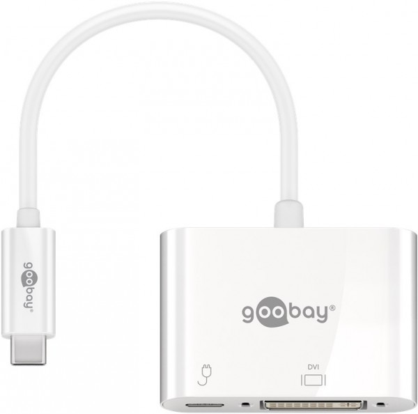 Goobay USB-C™-Adapter DVI, PD, weiß - erweitert ein USB-C™ Gerät um einen DVI-Anschluss