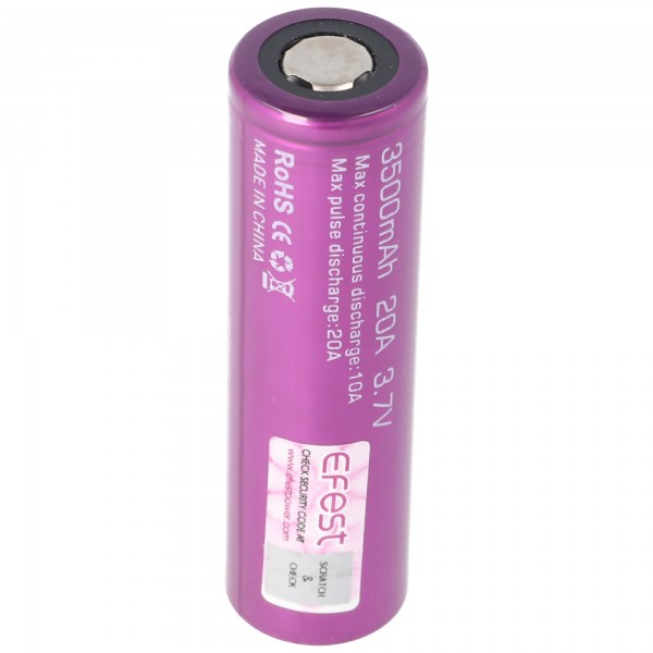 Efest Purple IMR 18650 3500mAh Li-Ion 3,6V - 3,7V Flat Top Akku 65,2x18,5mm ungeschützt