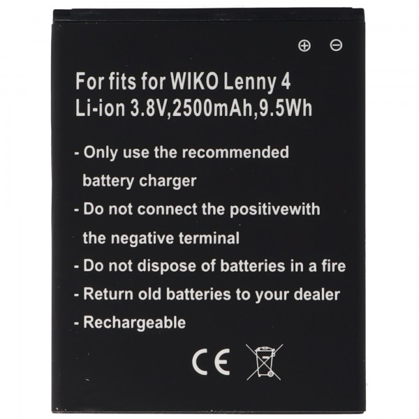 Akku nur passend für den WIKO Lenny 4 Akku 3913, Lenny 4 Plus, Harry Li-Ion, 3,8 Volt 2500mAh, 9,5Wh, removable