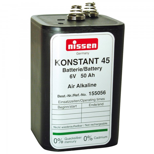 Nissen Konstant 45, 6V, 45-50Ah Air-Alkaline, Zink-Luft Kältefest bis -25° C