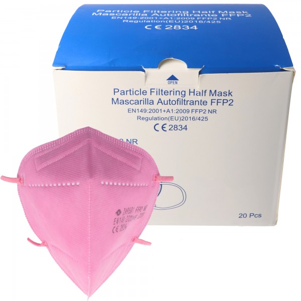 20 Stück FFP2 Maske Pink 5-Lagig, zertifiziert nach DIN EN149:2001+A1:2009, partikelfiltrierende Halbmaske, FFP2 Schutzmaske