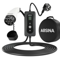 Absina Ladekabel für Elektroautos, SchuKo-Stecker auf Typ 2, 3,7kW, zum Laden von Elektro- und Hybridfahrzeugen