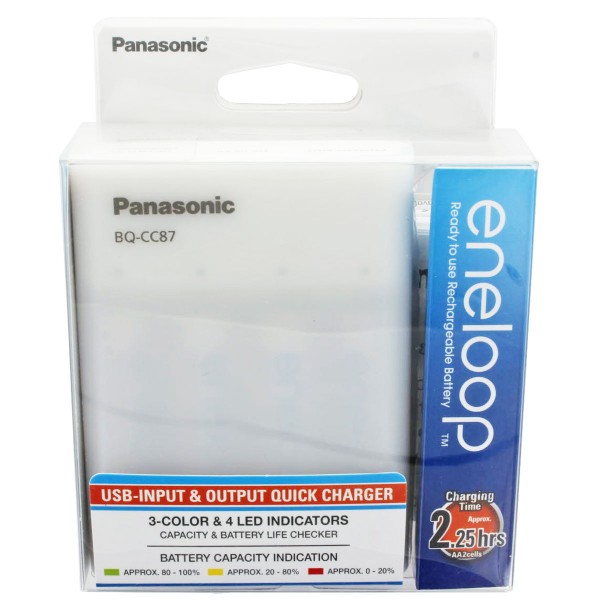 Panasonic eneloop BQ-CC87 USB Smart Charge Ladegerät für 4 NiMH Akkus Micro AAA und Mignon AA