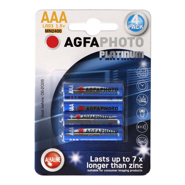 AgfaPhoto Micro AAA Alkaline Batterie LR03 4er Pack Platinum