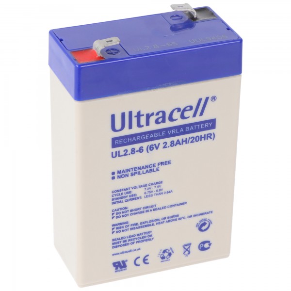 Ultracell UL2.8-6 6V 2,8Ah Bleiakku AGM Blei Gel Akku