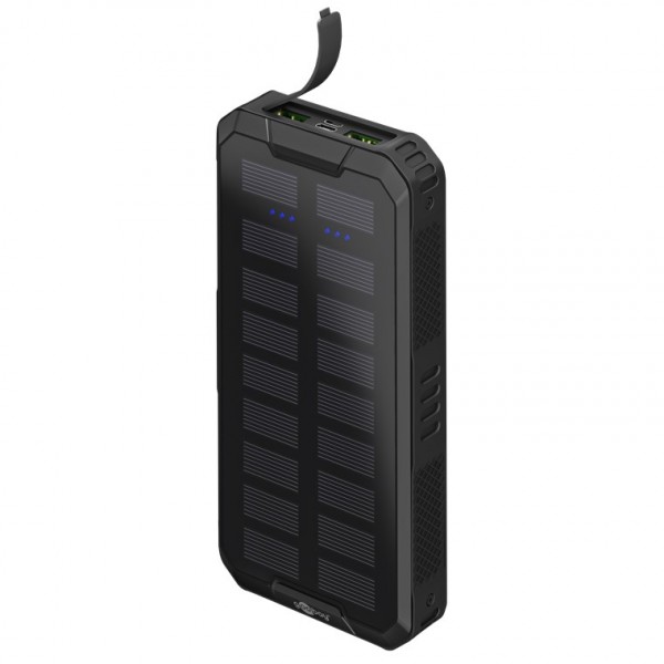 Goobay Outdoor Schnelllade-Powerbank mit Solar 20.000 mAh (USB-C™ PD, QC 3.0) - Robuste Allround-Stromversorgung für den Outdoor-Einsatz