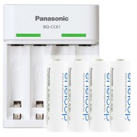 Panasonic eneloop Standard USB Ladegerät BQ-CC61 weiß inklusive 4 Stück eneloop Standard Mignon AA BK-3MCC und AccuSafe