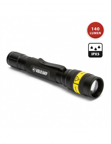 Velamp KOST, taktische Taschenlampe, CREE XPE-R3 LED, fokussierbar, extrem leicht, 140 Lumen, inklusive Batterien