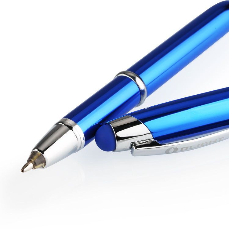 5er LED Kugelschreiber Light Writer Schwarz matt mit LED blauschreibend Pen #, 