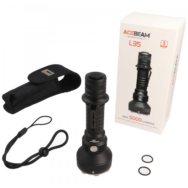 AceBeam L35 LED-Taschenlampe mit max. 5000 Lumen und bis zu 480 Meter, ohne Akku