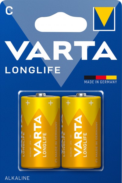 Varta Batterie Alkaline, Baby, C, LR14, 1.5V Longlife, Retail Blister (2-Pack)