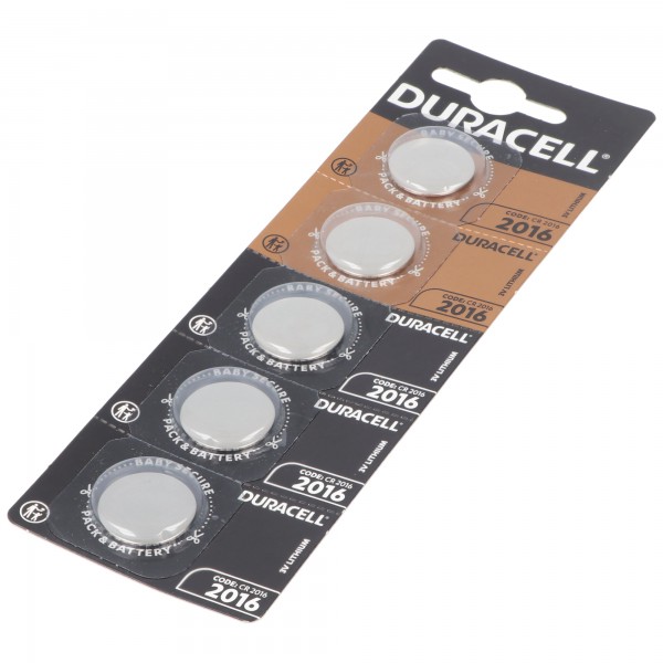 5x Duracell CR2016 Lithium Batterie