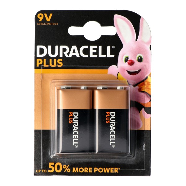 Duracell MN1604 Plus Power 9V Alkaline Batterie E-Block 6LR61 im 2er Blister