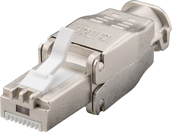 Goobay Werkzeugfreier RJ45 Stecker CAT 6A STP geschirmt - Für 9,0-mm-Kabeldurchmesser, Klemmleiste für werkzeugfreie LSA-Montage