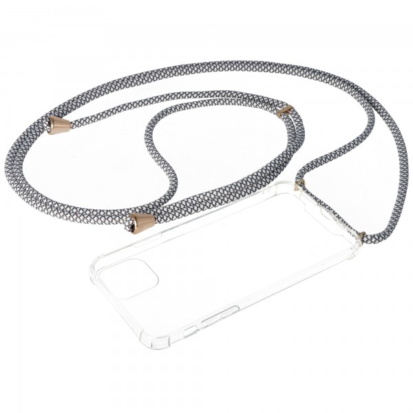 Necklace Case passend für iPhone 11 PRO MAX, Smartphonehülle mit Kordel grau,weiß zum Umhängen