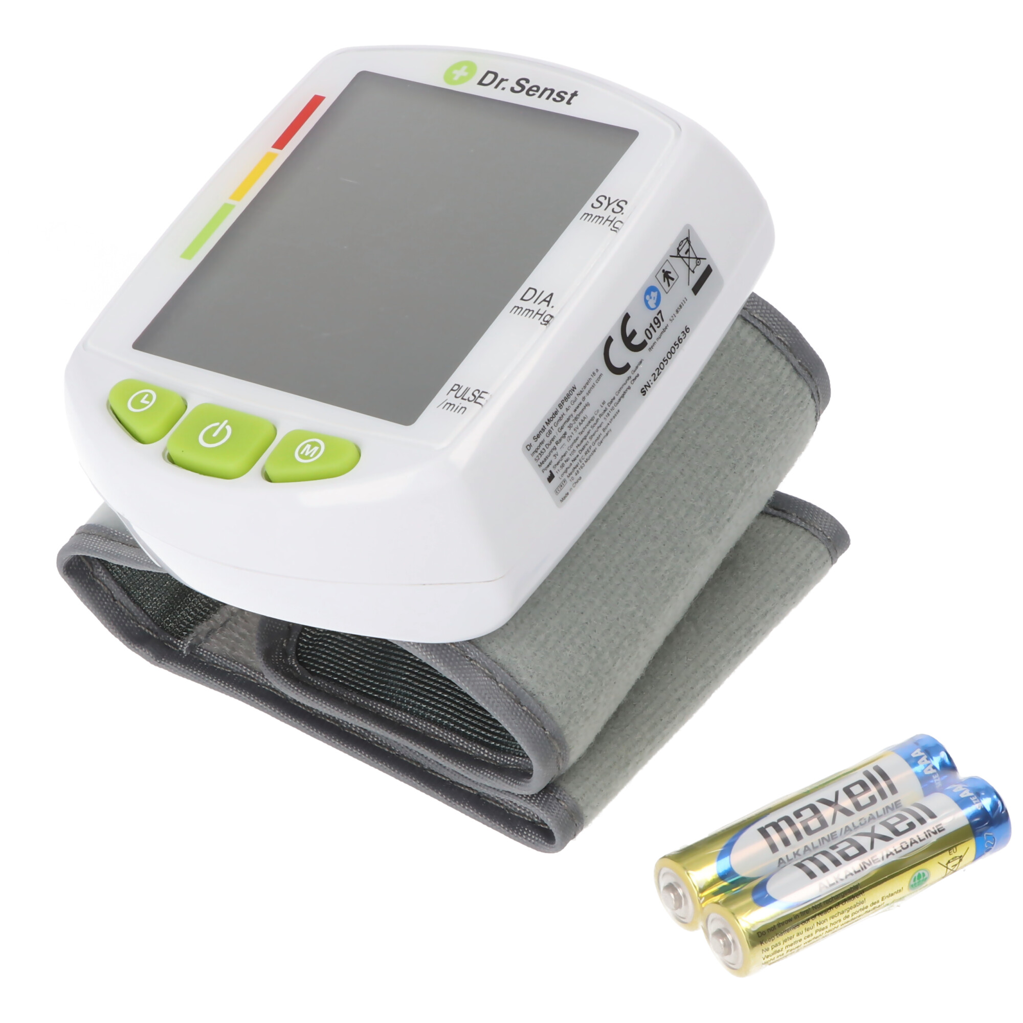 Haushaltsgeräte Handgelenk-Blutdruckmessgerät Haushalt | Dr. BP880W Akkushop Senst® | Batterien inkl. |