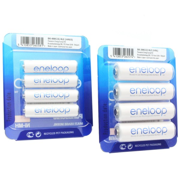 Panasonic eneloop Standard ehem. Sanyo eneloop Standard Kombipack 4x AA Mignon + 4x AAA Micro Batterien