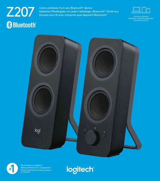 Logitech Lautsprecher Z207, Bluetooth, Stereo 2.0, 10W schwarz, Retail