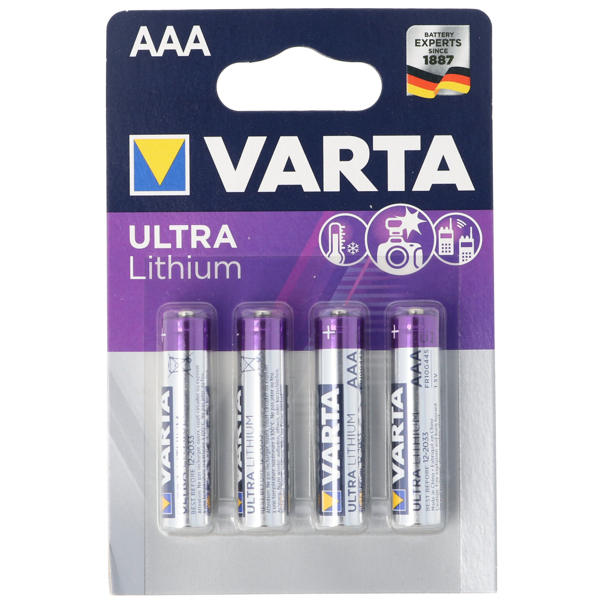 Ultra MICRO AAA 1,5V Lithium 1100 mAh FR03 LR 03 6103 40 X VARTA Professional 