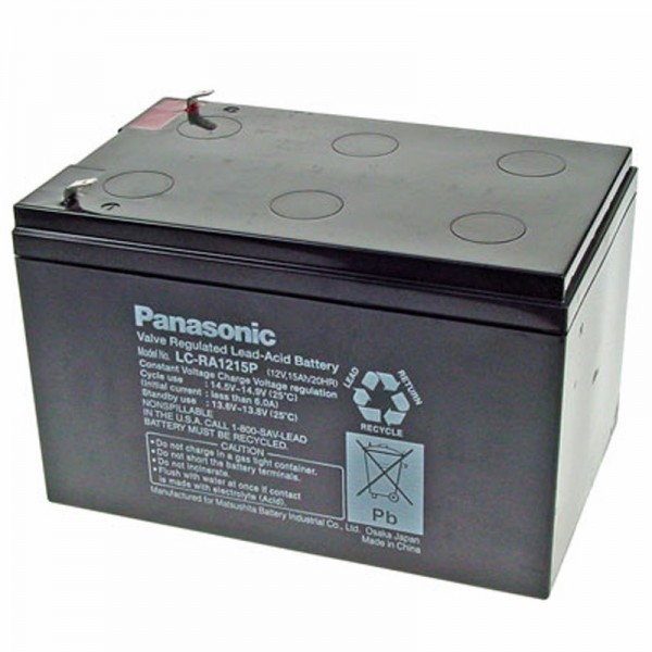 Panasonic LC-RA1215P1 (geliefert wird LC-CA1215P1) Akku 12 Volt 15Ah, Steckkontakte 6,3mm