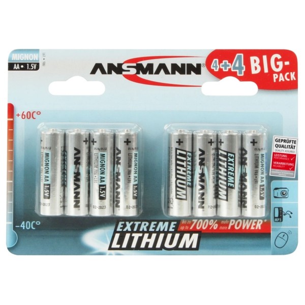 ANSMANN Lithium Batterie Mignon AA FR6 8er Blister