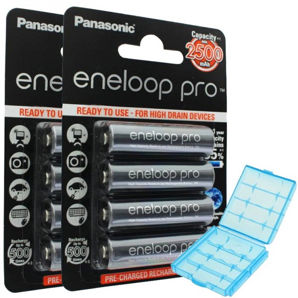 Panasonic eneloop Pro (ehem. Sanyo eneloop Pro) Technology 8er Pack HR-3UWX 2500mAh und AccuCell Akkubox