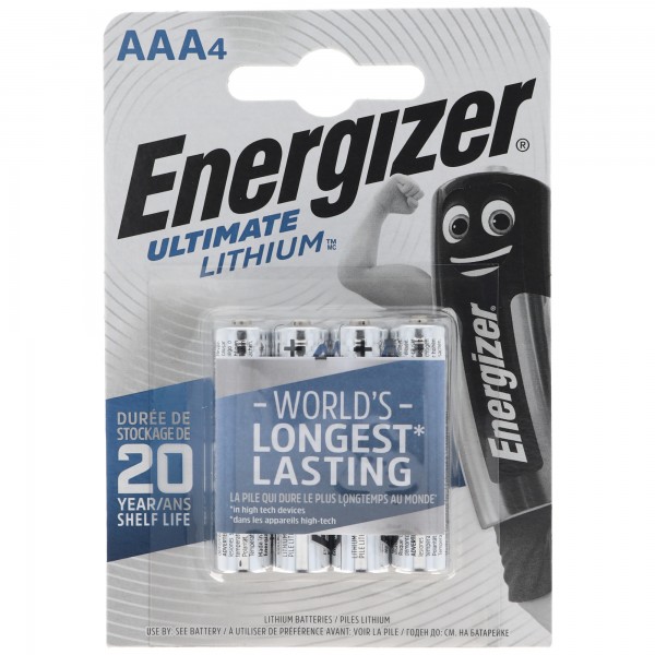 Energizer L92 Lithium Batterie AAA, 1,5 Volt 1260mAh 4er Blister, FR03