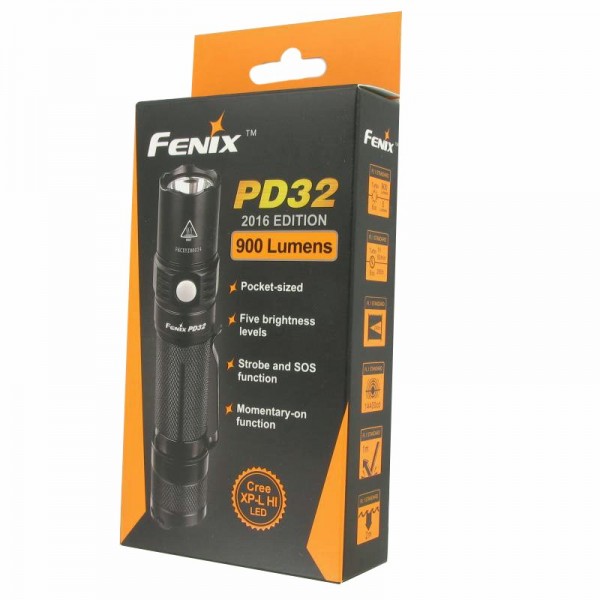 Fenix PD32 V2 2016 Cree XP-L HI LED Taschenlampe mit bis zu 900 Lumen, inklusive Akku 2600mAh