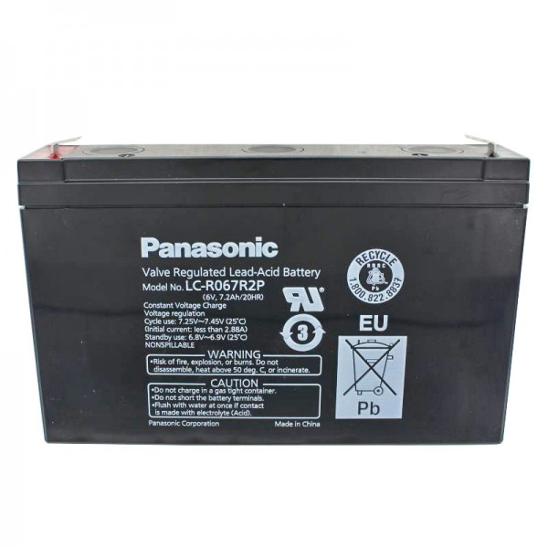 Panasonic LC-R067R2P PB Blei Akku 6 Volt, 7,2Ah mit Faston 4,8mm Steckkontakten