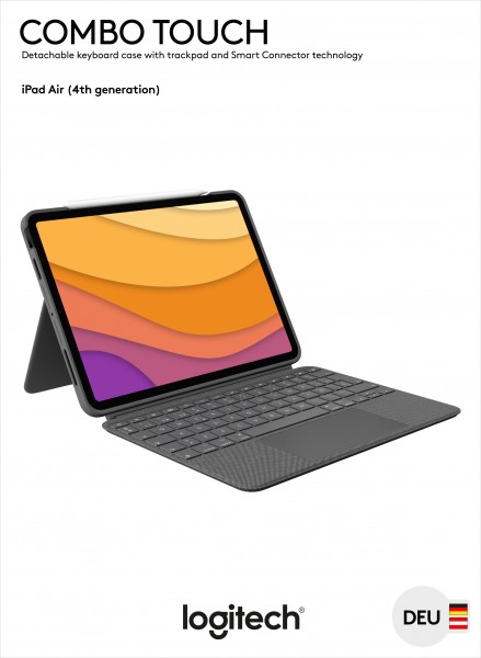 Logitech Tastatur Combo Touch, Smart Connector, grau für Apple iPad Air 10.9", Gen.4/5, Trackpad, DE, Retail