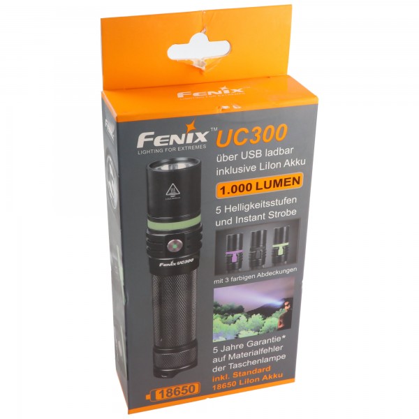 Fenix UC300, Cree XP-L HI V3 LED-Taschenlampe, 1000 Lumen, inklusive Akku, mit USB-Ladefunktion