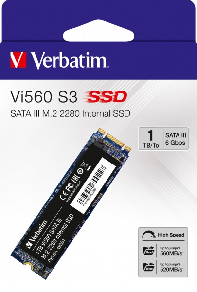 Verbatim SSD 1TB, SATA-III, M.2 2280 Vi560 S3, (R) 560MB/s, (W) 520MB/s, Retail