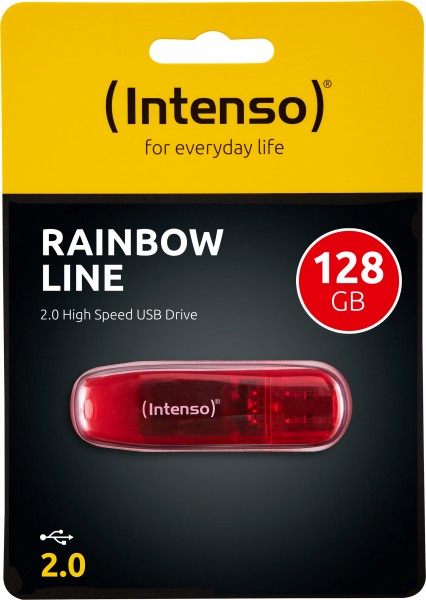 Intenso USB 2.0 Stick 128GB, Rainbow Line, rot (R) 28MB/s, (W) 6.5MB/s, Retail-Blister