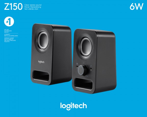 Logitech Lautsprecher Z150, Audio, Stereo 2.0, 6W schwarz, Retail